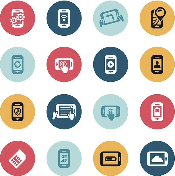 Vector illustration of Mobile Apps and Functions Icons