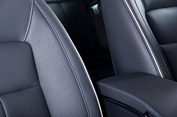 istock Leather car seats  detail with focus on stitch 521795026