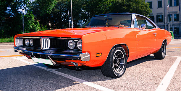 Dodge Charger Gorizia, Italy - June 8, 2014: Classic car Dodge Charger parked and exhibited at the old timer car meeting Antiche Scuderie Isontine in the town of Gorizia in Italy. dodge charger stock pictures, royalty-free photos & images