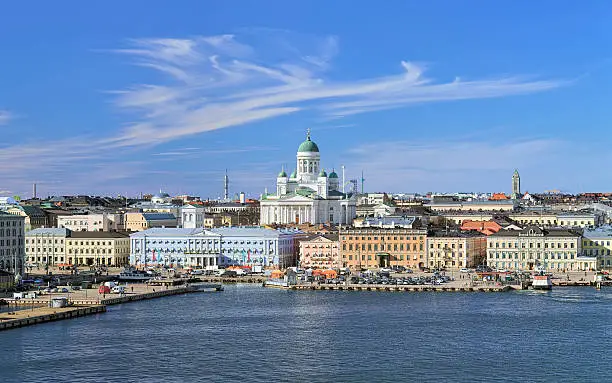 Photo of Cityscape of Helsinki with Cathedral, South Harbor and Market Square