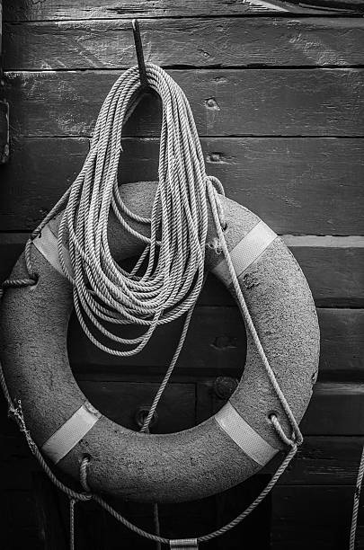 Lifebuoy ring  on a deck of an  vessel