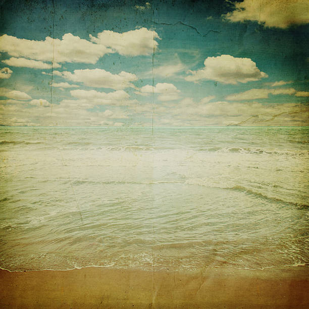 istock beach sand and sea with retro style 521798662