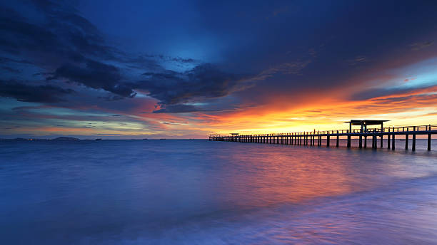 istock Sunset over wooden bridge 521799947