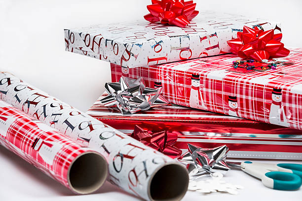 istock Christmas gift wrapping paper 521800253