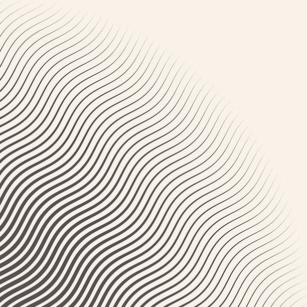 ilustrações de stock, clip art, desenhos animados e ícones de monocromático riscas de onda fundo de meio-tom de vetor. - engraving pattern engraved image striped