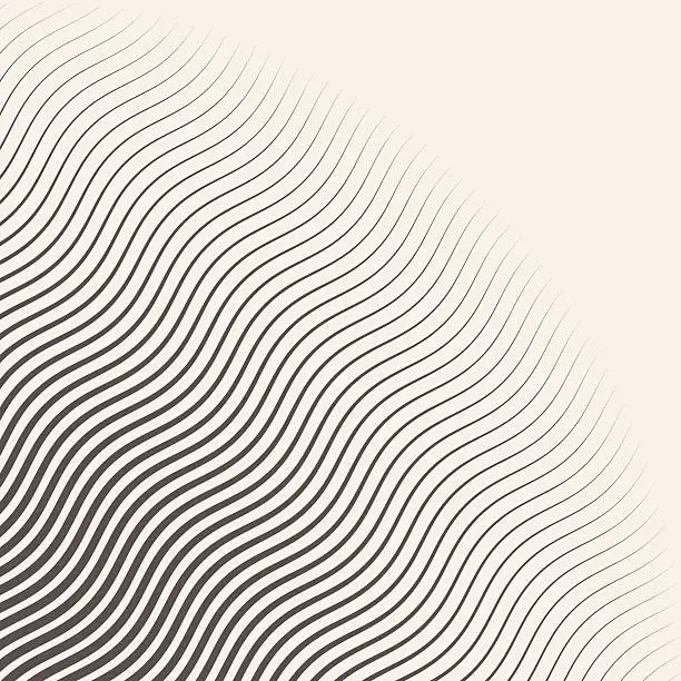 Vector illustration of monochrome striped halftone wave vector background.