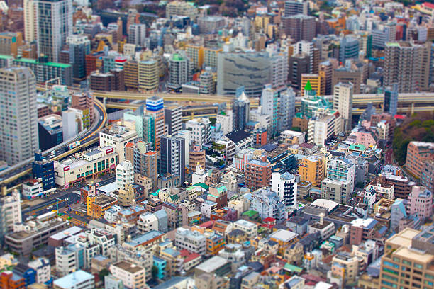 istock Aerial view of Tokyo skyline with tilt shift 521801065