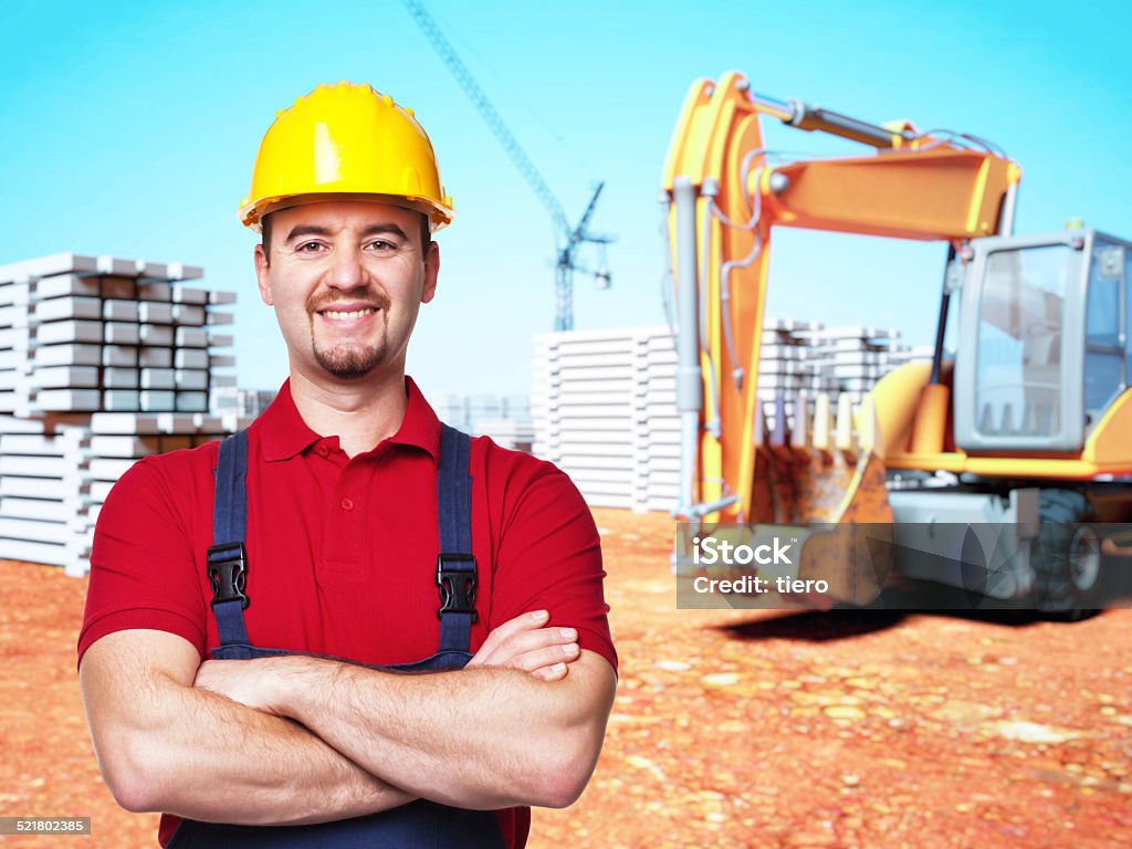 handyman at construction site portrait of handyman at construction site Adult Stock Photo
