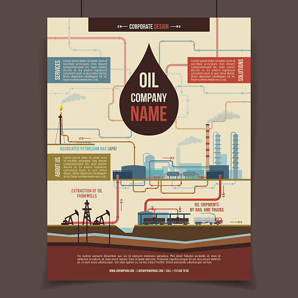 Oil company corporate poster Oil company corporate template poster oil industry stock illustrations