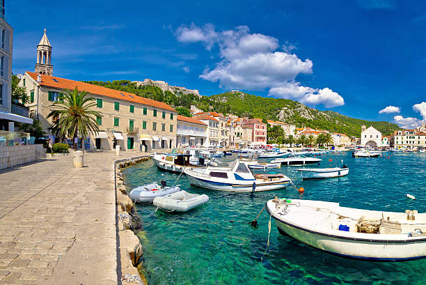 istock Scenic coast of town Hvar 521803178