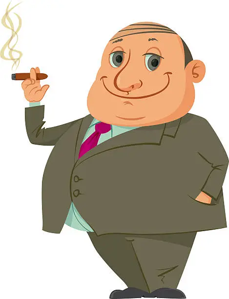 Vector illustration of man smoking cigar