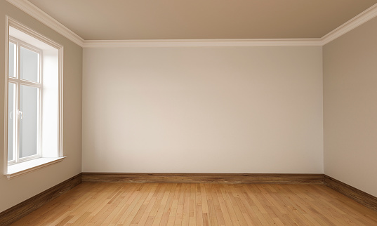 3d rendering of Empty Room Interior White brown Colors