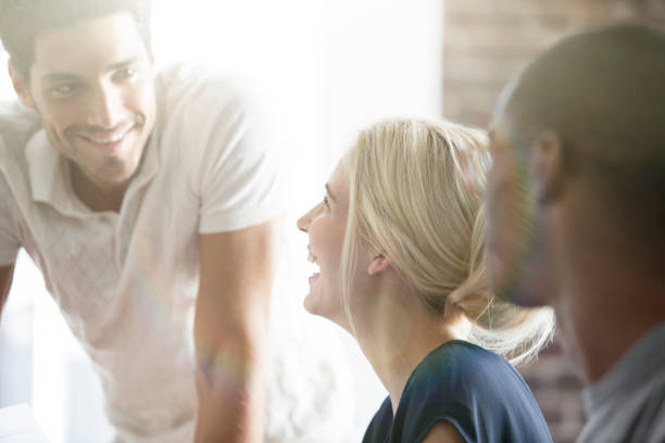 istock Business people talking in cafe 521812839