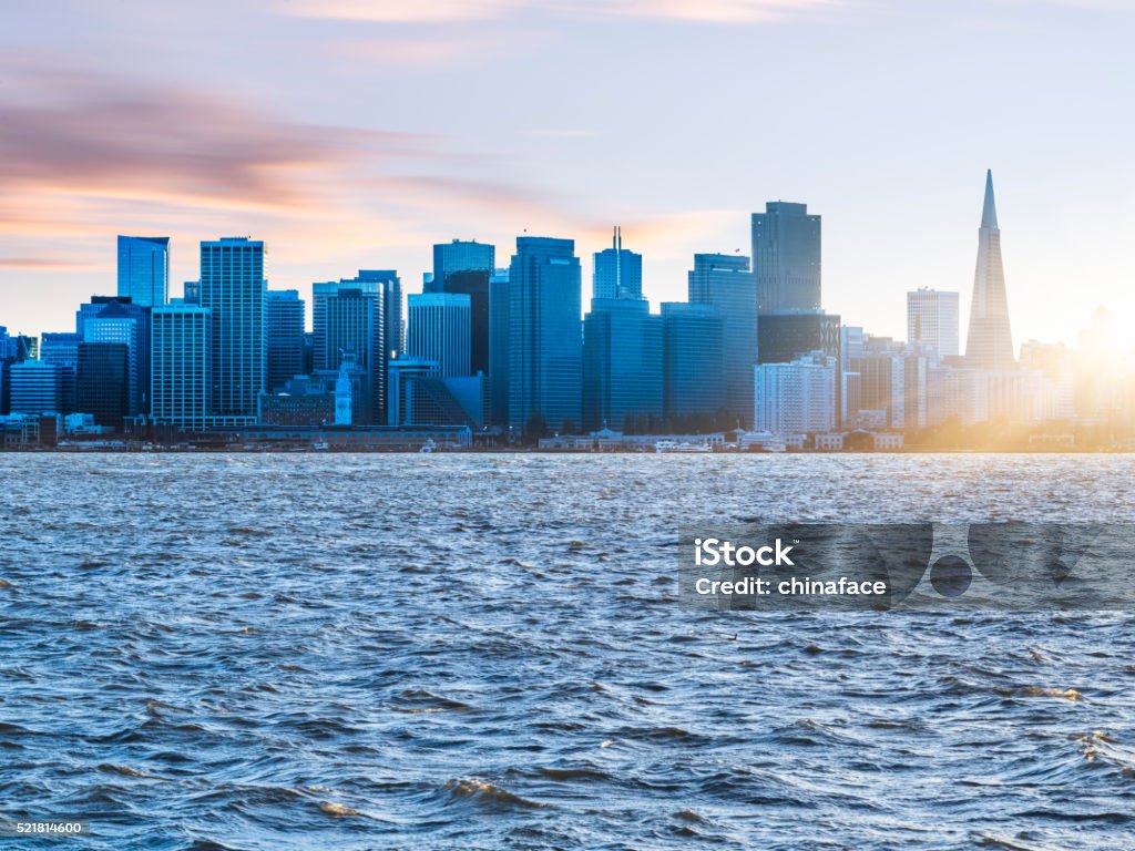 skyline of San Francisco at sunset skyline of San Francisco, USA. Day Stock Photo