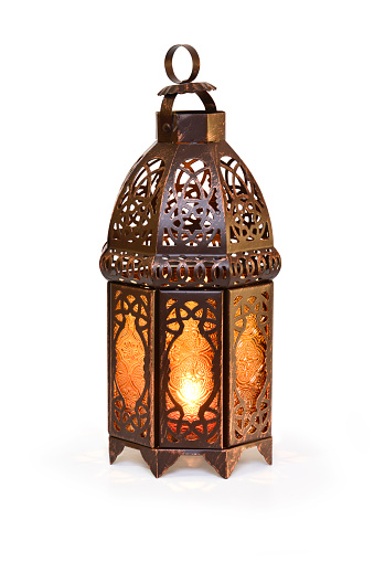 Ramadan lantern with candle light.