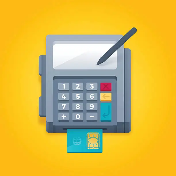 Vector illustration of Smart Credit Card Chip Reader Payment Terminal