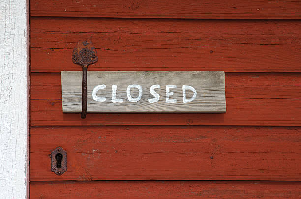 istock Closed sign at an old door handle 521816602