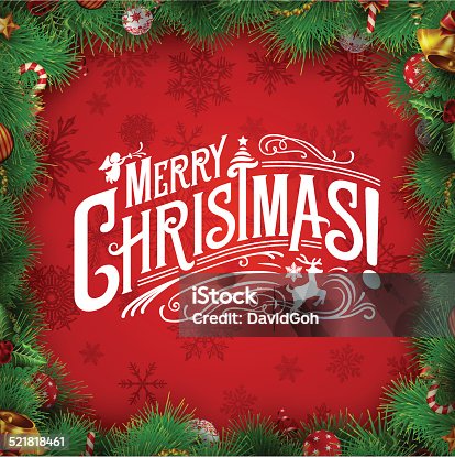 istock Christmas Wishes with Wreath Border 521818461