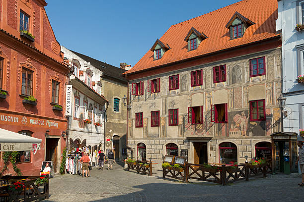 체스키 크룸로프 - czech republic cesky krumlov village tourist 뉴스 사진 이미지