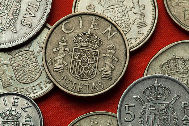 istock Coins of Spain. Spanish national emblem 521819036