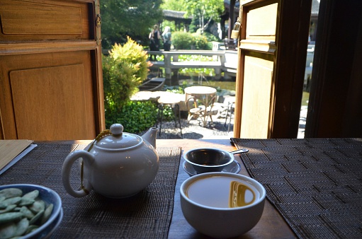 Tea room at a Chinese garden in Portland, Oregon