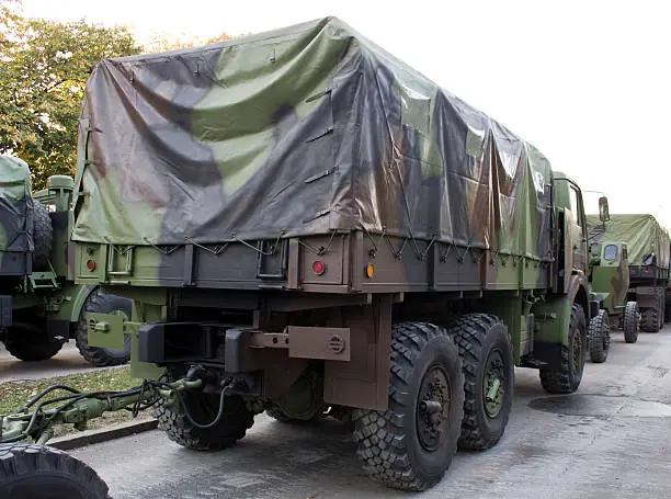 Photo of truck in a military convoy