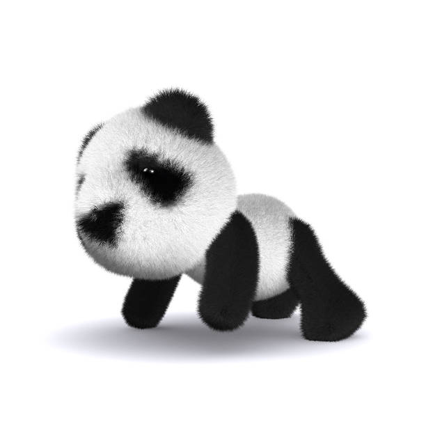 istock 3d Baby panda bear crawling on floor 521823861