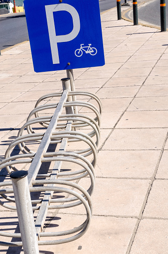 Free parking for bicycles in Marbella, Costa del Sol, Andalusia, Spain. Transportation concept