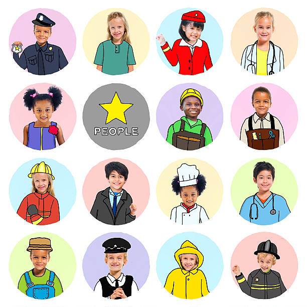 Multiethnic Group of Children with Various Jobs Concept