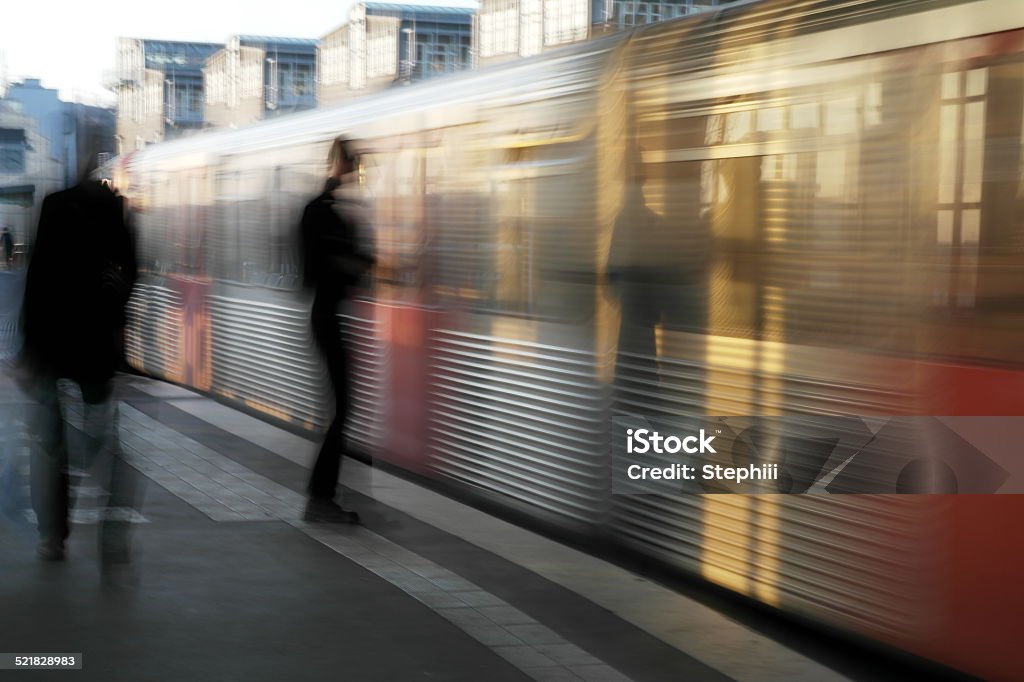 movement Incoming S-Bahn at the platform in Hamburg Motion Stock Photo
