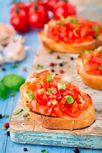 istock Italian tomato bruschetta with basil 521831343