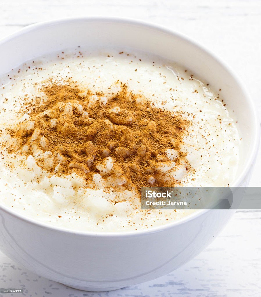 rice porridge rice porridge with cinnamon at Christmas  morning Blue Stock Photo