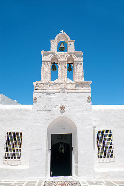 istock Belfry at blue sky on Mykonos island, Greece 521833079