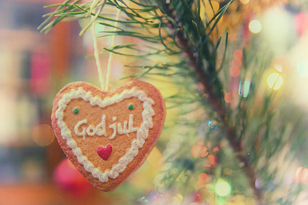 God Jul - Danish Christmas tree toy God Jul - Danish Christmas tree in form of cookie danish culture stock pictures, royalty-free photos & images
