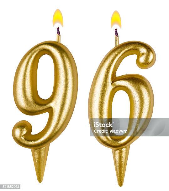 Birthday Candles Number Ninety Six Isolated On White Background Stock Photo - Download Image Now