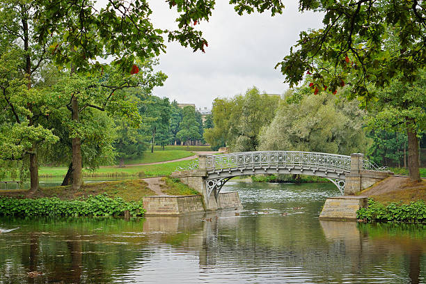 istock Metal bridge over flow in the palace park 521852309