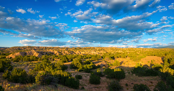 A nice red rock landscape near Espanola, New Mexico, during sunset