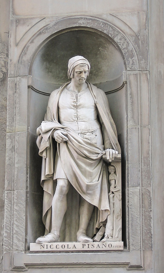 Nicola Pisano was a very early sculptor who is considered the founder of modern sculpture.  He is responsible for several prominent works in Italy, including the pulpits of both the Pisa Baptistry and the Siena Cathedral.