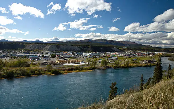 View overlooking the Yukon River and the city of Whitehorse, Yukon, Canada