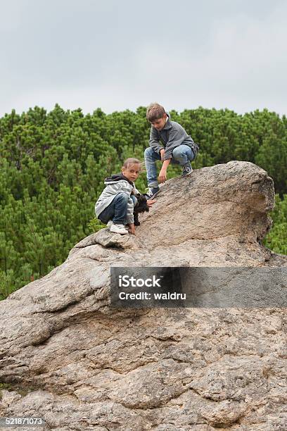 Children On Cliff Stock Photo - Download Image Now - Achievement, Activity, Adventure