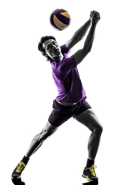 istock volley ball player man silhouette white background 521871681