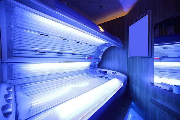 interior of bright european solarium bright and colorful interior of european solarium tanning bed stock pictures, royalty-free photos & images