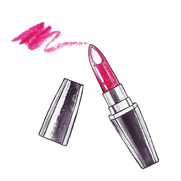 Beautiful Watercolor Lipstick. Beautiful Lipstick. Hand drawn watercolor vector. Beauty  illustration.  nail brush stock illustrations