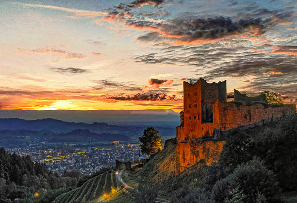 istock Schauenburg in the Black Forest in the evening at sunset 521874979