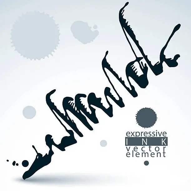 Vector illustration of Black watercolor graffiti splash element, messy paint backdrop