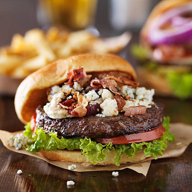 istock gourmet bacon and bleu cheese burgers 521875625