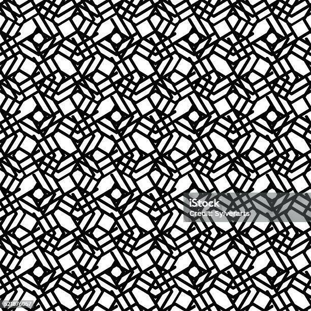 Geometric Messy Lined Seamless Pattern Monochrome Vector Stock Illustration - Download Image Now