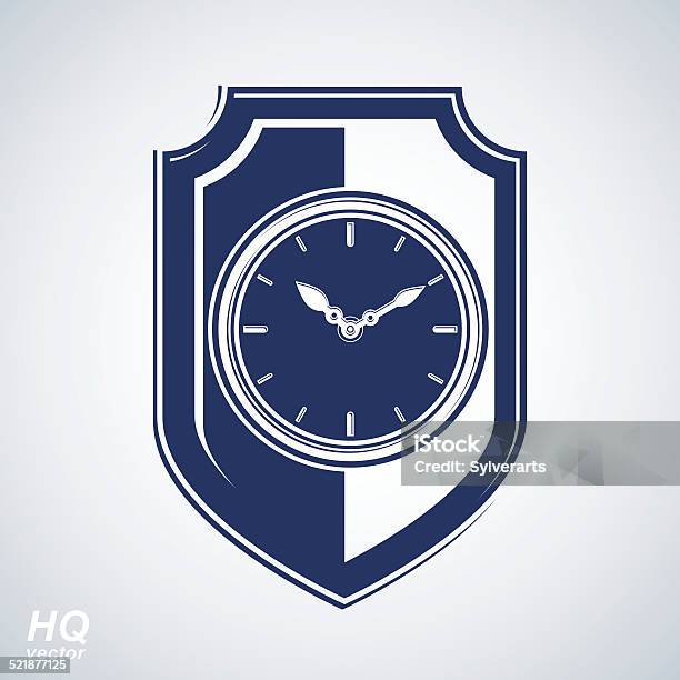 Vector Wall Clock With An Hour Hand On Dial Shield Stock Illustration - Download Image Now