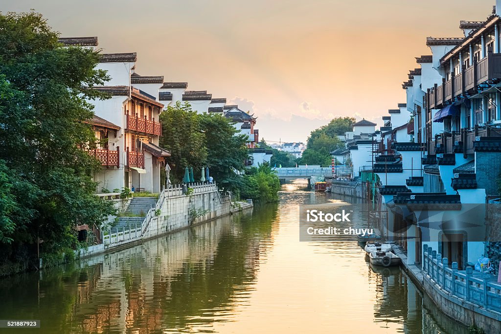 Wunderschöne nanjing qinhuai-Fluss im Sonnenuntergang - Lizenzfrei Nanjing Stock-Foto