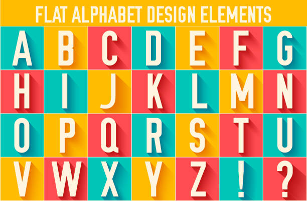 flat colorful letter of the alphabet vector design concept background flat colorful letter of the alphabet tie game stock illustrations